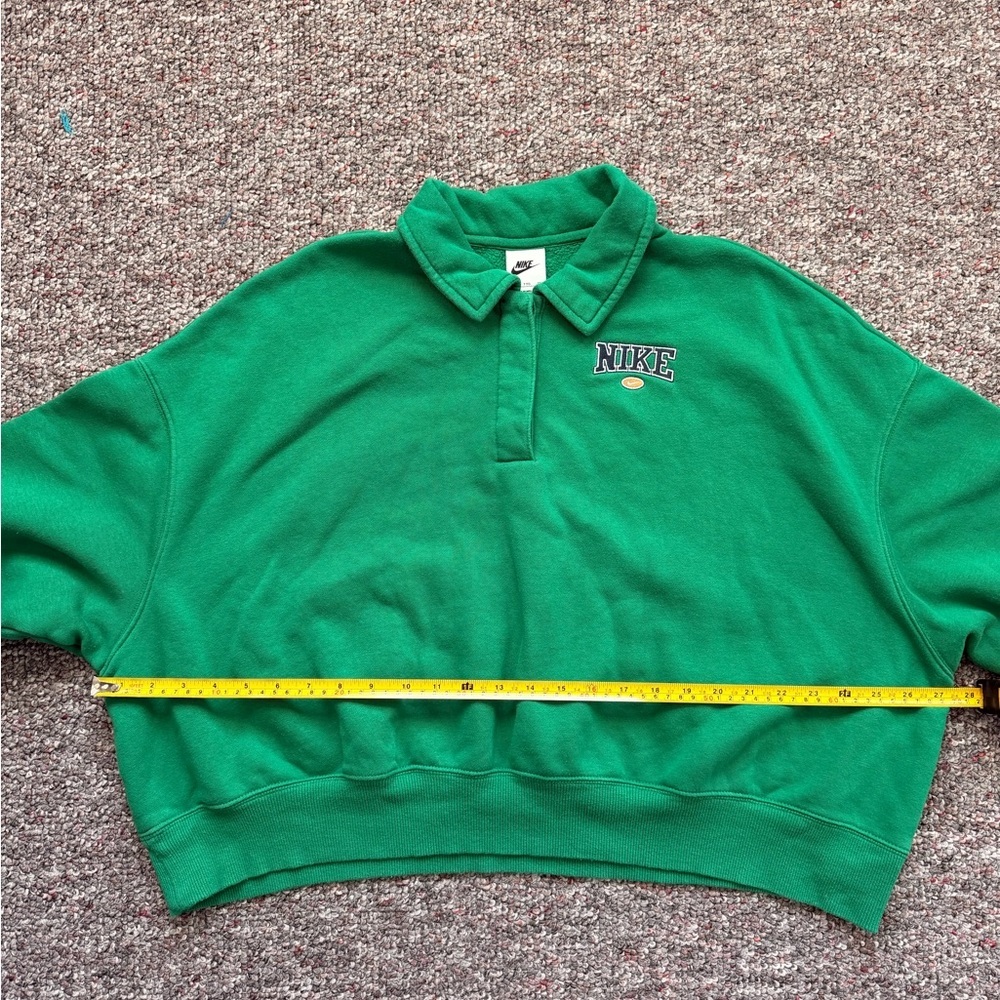 Nike Vibrant Green Cropped Baggy Oversized fit pullover half button XXL Women's - Picture 4 of 11